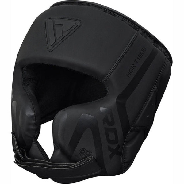 Боксерський шолом RDX T15 Noir Cheek Protector Matte Black L (капа у комплекті)