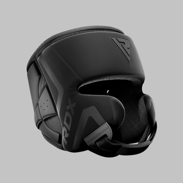 Боксерський шолом RDX T15 Noir Cheek Protector Matte Black L (капа у комплекті)