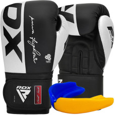 Боксерські рукавиці RDX F4 Boxing Sparring Gloves Hook&Loop WHITE/BLACK 12 унцій (капа у комплекті)