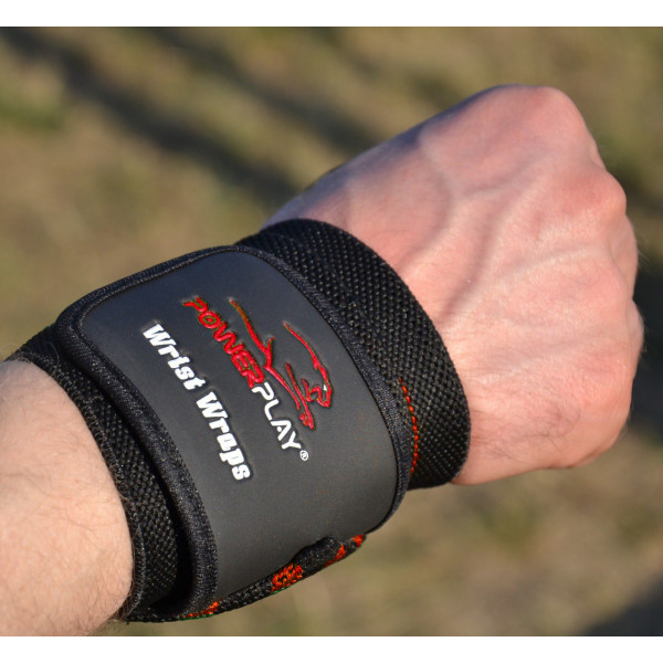 Кистьові бинти PowerPlay 3081 Gym WristT Wraps Чорно-Червоні