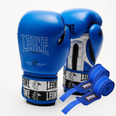 Боксерські рукавиці Leone GN208 ICONIC Blue 14 унцій (бинти 4 м. в комплекті)
