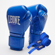 Боксерські рукавиці Leone GN111 THE GREATEST Blue 10 унцій (бинти 4 м. в комплекті)