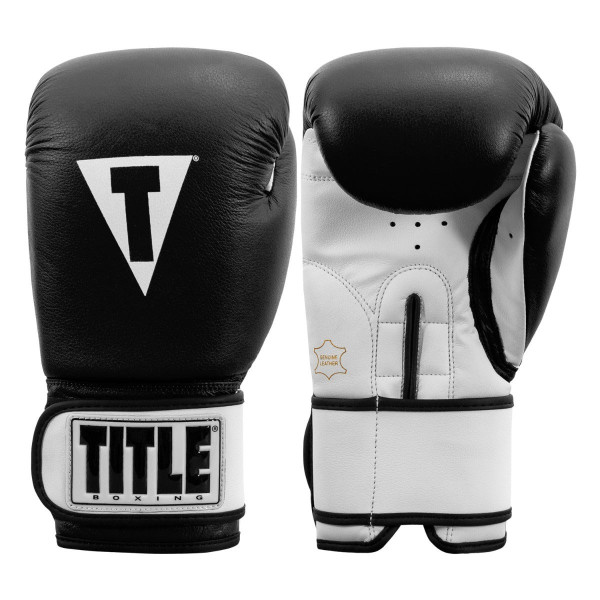 Боксерські рукавиці TITLE Premier Leather Black/White M 12 oz